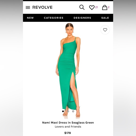 Lovers + Friends Dresses & Skirts - New, good quality green maxi dress with cinch and slit.